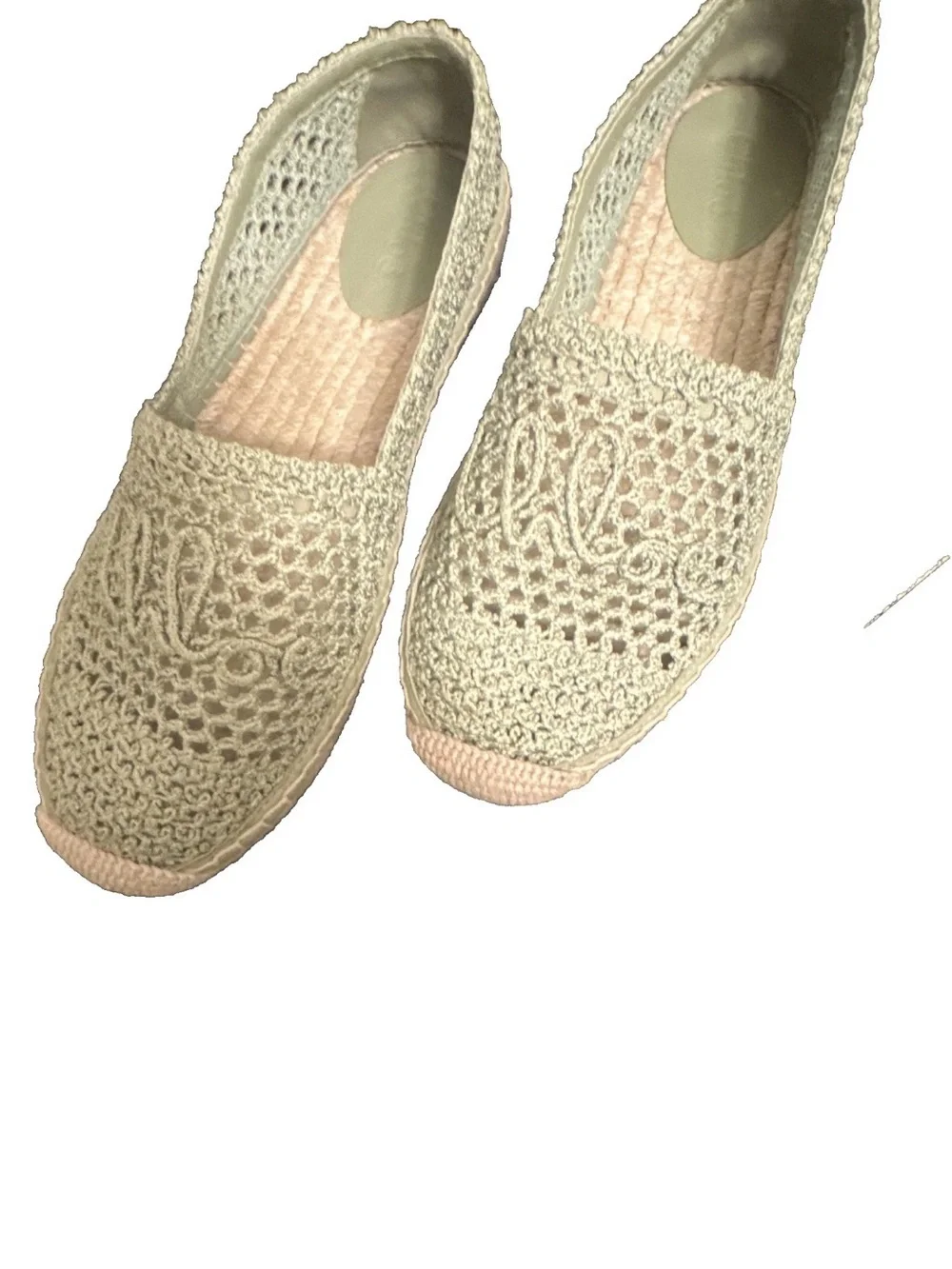 Chloe Crochet Espadrille Flats in Sage Green with Natural Jute Trim